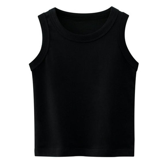 LNMQLPDBS Toddler Tank Tops Boys Girls Solid Color Binding Sleeveless Crewneck Shirts Toddler Girl Clothes Baby Boy Summer Clothes for Beach Party Shirts for Kids Black 3-4 Years