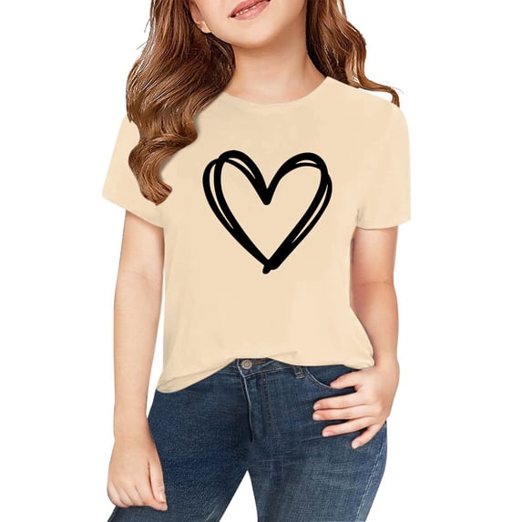 LNMQLPDBS Tshirts Graphic Tees for Teens Teen Tops Trendy White T Shirts for Kids Teen Girl Shirt 7/8 Girls Clothes Teenager Clothes Baby Clothes, Beige 10-11 Years