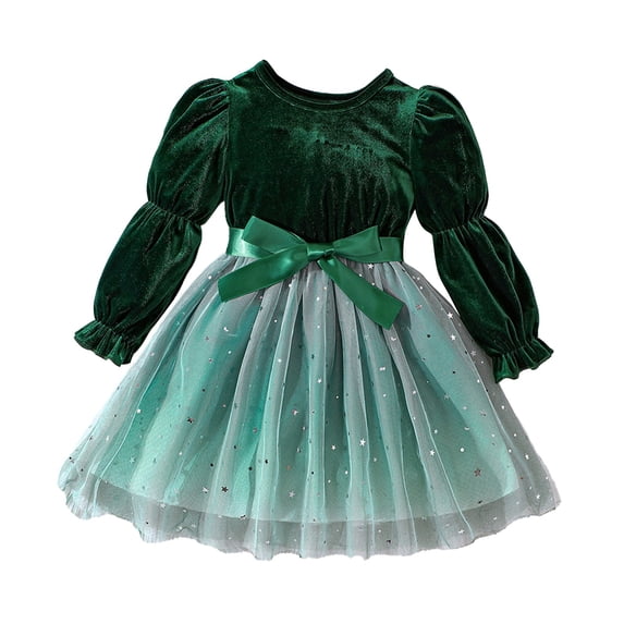 LNMQLPDBS Tulle Gown Girls Dresses Size 10-12 Red Dress for Girls Baby Christmas Clothes 4t Winter Clothes Girl Kids Christmas Size 6 Girls Clothes, Green 7-8 Years