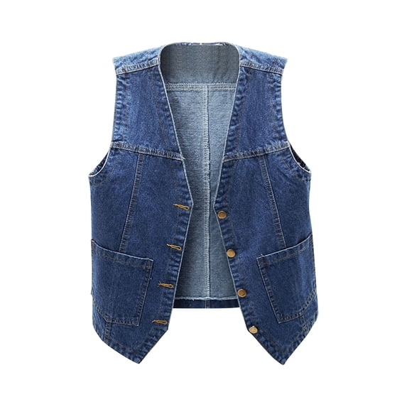 LNMQLPDBS Tween Girls Casual Denim Vest Sleeveless Button Down Waistcoat Winter Layering Fashion Outerwear Pockets Versatile Tops for Daily Wear and Outdoor Activities