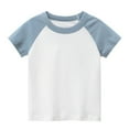 thumbnail image 1 of LNMQLPDBS Unisex Baby Clothes Color Block Raglan Sleeve Trendy T Shirts Short Sleeve Crewneck Basic Layering Casual Tees Toddler Gifts Cute Summer Tops Light Blue 1-2 Years, 1 of 2