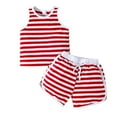 thumbnail image 1 of LNMQLPDBS Unisex Baby Short Sets Sleeveless Striped Summer Vest Tank Top & Shorts 2pcs Casual Outfits Toddler Gym Shorts Baby Girl Loose Soft Breathable Clothes for Sun Day Red 9-12 Months, 1 of 9