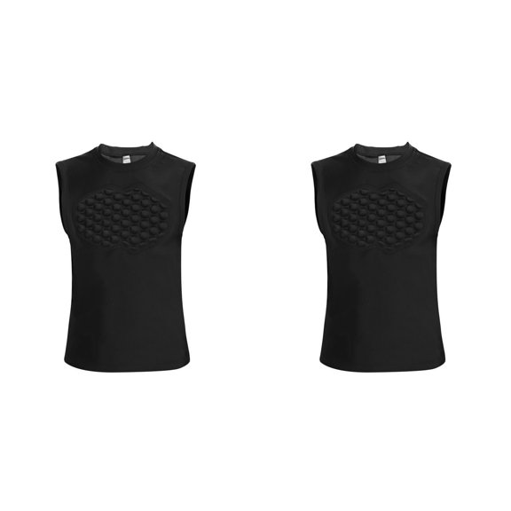 LNMQLPDBS Youth Boys Girls Compression Padded Short Sleeve Shirt Chest Protective Shoulder Rib Protector for Paintball Baseball Football * 2PCS