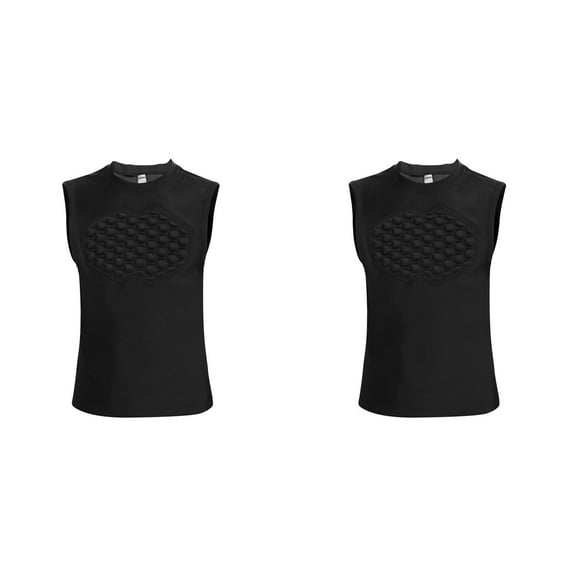 LNMQLPDBS Youth Boys Girls Compression Padded Short Sleeve Shirt Chest Protective Shoulder Rib Protector for Paintball Baseball Football * 2PCS