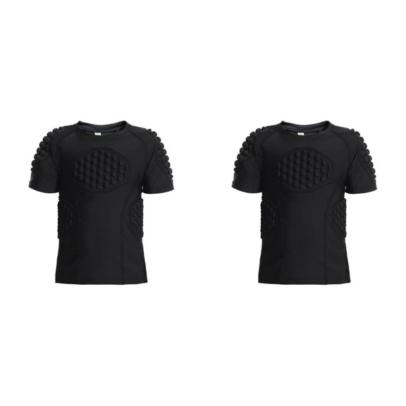 LNMQLPDBS Youth Boys Girls Compression Padded Short Sleeve Shirt Chest Protective Shoulder Rib Protector for Paintball Baseball Football * 2PCS
