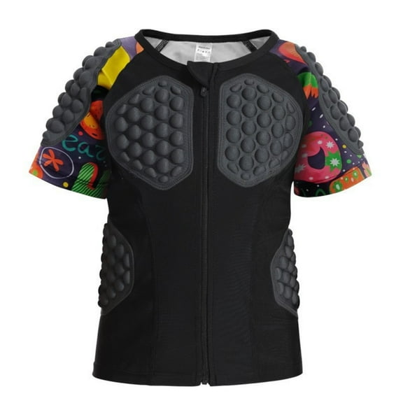 LNMQLPDBS Youth Boys Padded Rib Protector for Kids Girls Sternum Guard Short Sleeve Jacket with Zipper Rugby Baseball Football Chest Protector Yellow 7-8 Years