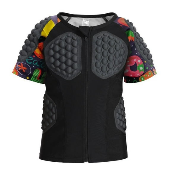 LNMQLPDBS Youth Boys Padded Rib Protector for Kids Girls Sternum Guard Short Sleeve Jacket with Zipper Rugby Baseball Football Chest Protector Yellow 7-8 Years