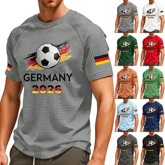 LNNMZG 2026 Fan Soccer Jersey for Men Waffle Knit - Fan Version Short Sleeve Shirt for Game Day,Light Blue(XXL)