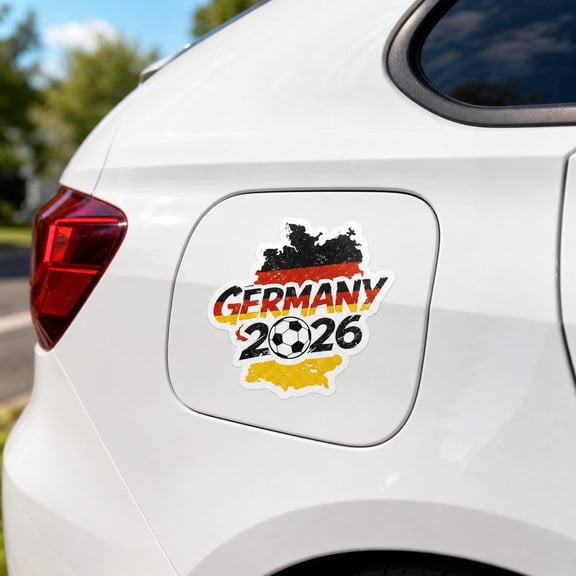 LNOGEUPG 2026 Germany Soccer Themed Car Sticker, Germany National Flag Map Silhouette 2026 Soccer Pattern Waterproof Vinyl Auto Decal for Car Luggage Decoration