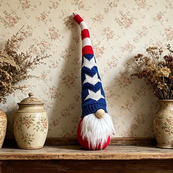 LNOGEUPG 4th of July Decorations - Memorial Day Decorations - 250th Anniversary Patriotic USA Gnomes for Home - Fourth of July for Office, Indoor - 250 Years America Red White Blue Figurines