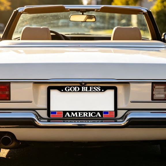 LNOGEUPG "God Bless America" Patriotic License Plate Frame, 4th of July American Flag Car License Plate Cover Holder Universal for Most US Standard Vehicles