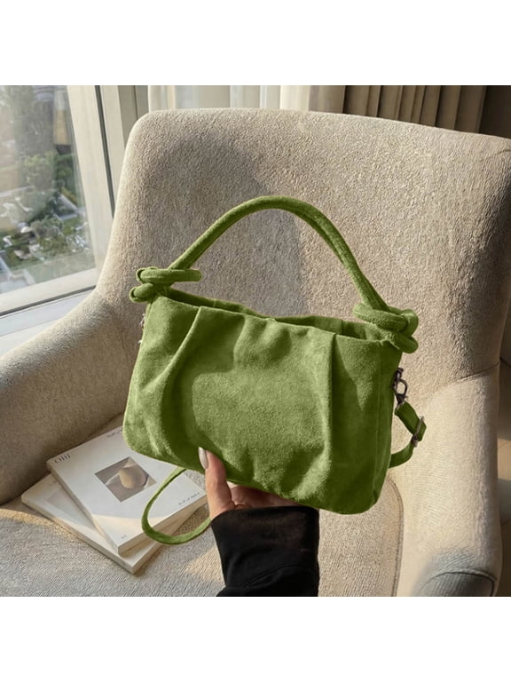 Suede Shoulder Bags For Women Crossbody Bag Suede Tote Bag Satchels Slouchy Work Purses Crescent Handbag Fall Top Handle for Travel Work College