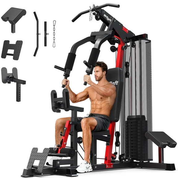 LNOW 148LBS Weight Stack Home Gym – Multifunctional Workout Station for Full Body Strength Training