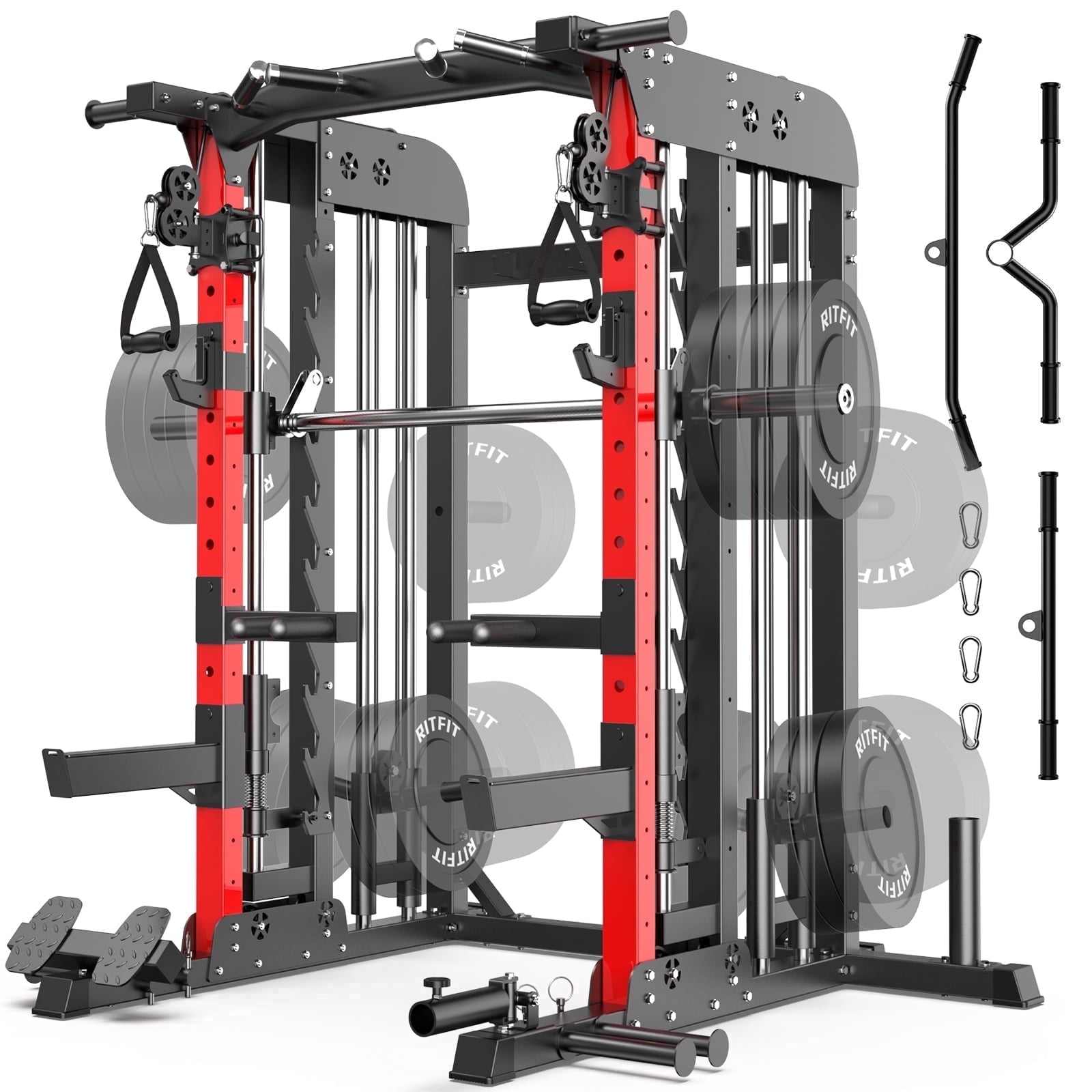 LNOW 2000LB Power Rack Cage with Smith Machine & Dual Pulley System - All-in-One Home Gym for Strength Training, Squat Rack, Cable Crossover, Lat Pulldown
