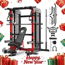 TOSSFD  2000LB Pro Smith Machine Power Cage for Home Gym with Dual Pulley, Lat Pulldown & Dip Bars