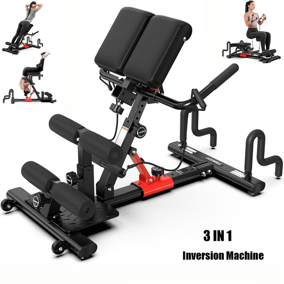 LNOW 3 in 1 Gravity Inversion Machine for Back Stretcher, Adjsutable Roman Chair Hyper Back Extension Machine for AB, Back, & Core Strength Home Exercise Equipment