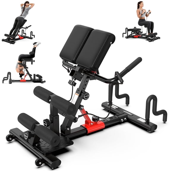 LNOW 3 in 1 Adjustable Inversion Machine for Back Stretcher, Roman Chair Hyper Back Extension Machine,Squat Machine for Home Gym Full Body Exercise
