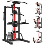 LNOW 450LB Power Tower Cable Machine   Pull Up Bar, Dip Station & Strength Training