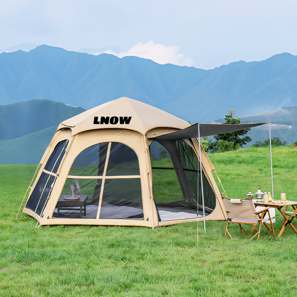 Lnow Instant Tent Camping Tent 4-6 Person, Hexagon Cabin Tent with Carry Bag, Pop Up Tents for Outdoor/Hiking/Traveling
