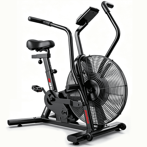 LNOW Commercial Cross-Training Exercise Bike Air Resistance Bluetooth Fan Bike with Dual Acction Handlebars