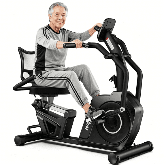 LNOW Commercial Recumbent Bike with Arm Exercisers for Seniors Adults, Magnetic Recumbent Exercise Bike with 16 Levels, Heart Rate, Low-Impact Cardio