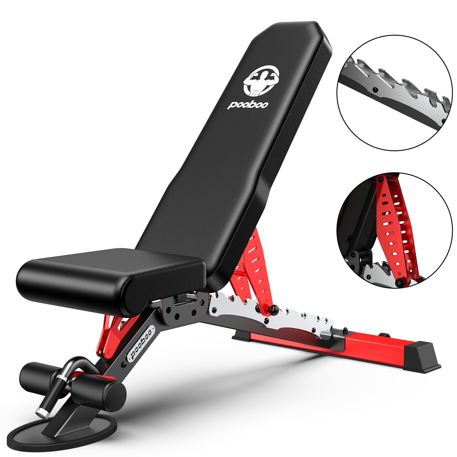 LNOW Commercial Weight Bench 1200LB Capacity,Adjustable Heavy Duty Workout Bench for Home & Gym Strength Training, Flat/Incline/Decline Bench Press with Detachable Leg Roller