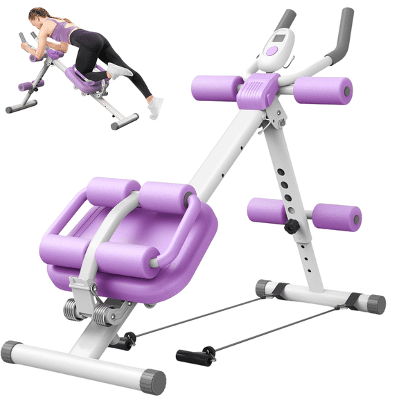 Lnow Adjust Ab Machine, Foldable Ab Machine with LCD Monitor Ab Workout Equipment Full Body Workout for HomLnow Adjustable Gym, Core & Abdominal Trainer Fitness Equipment, 350lbs
