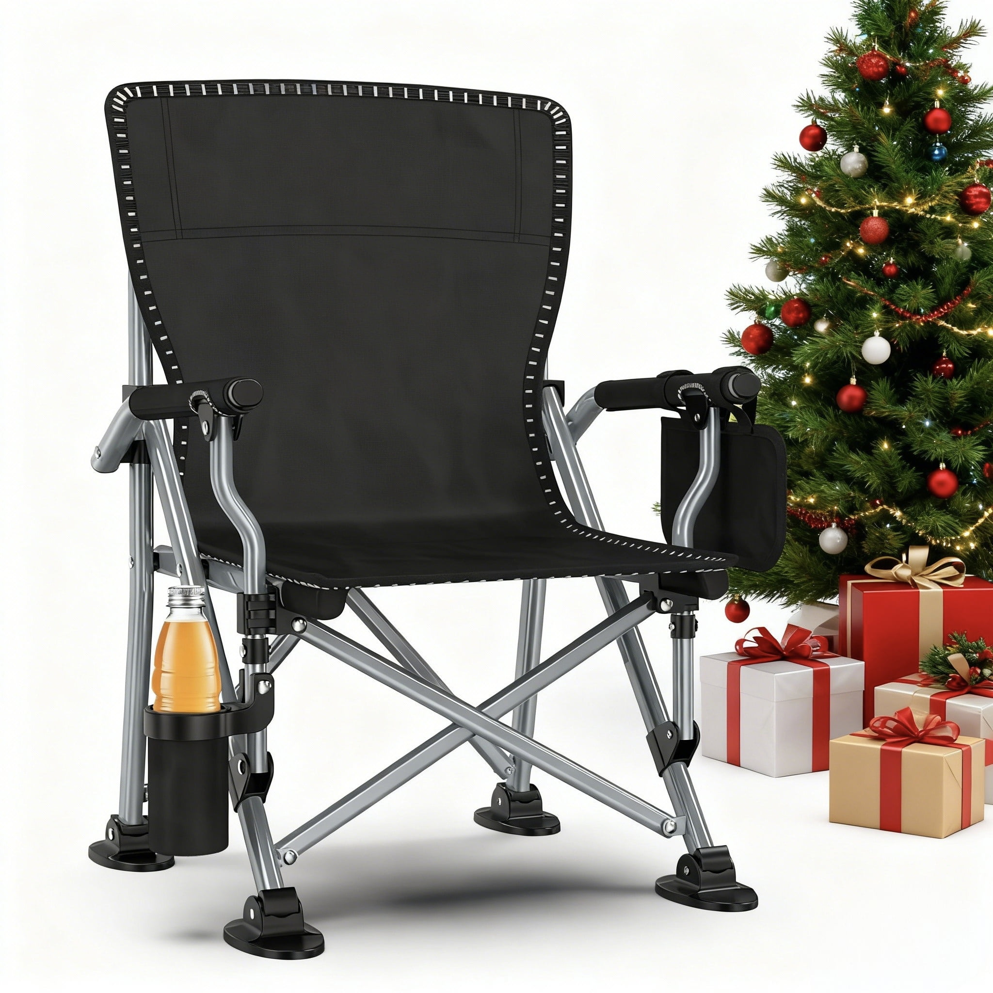 Walmart Coupons of LNOW Folding Camping Chair, Lightweight Portable, 350lbs Capacity, Cup Holder, Black