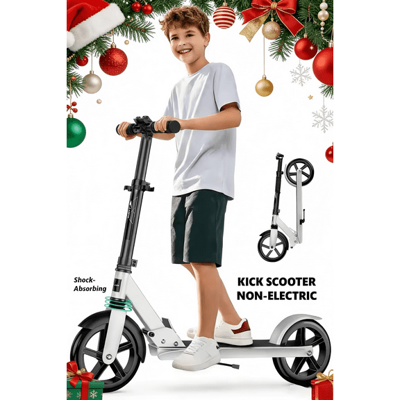 LNOW Kick Scooter for Ages 5+, Kid, Teens & Adults,Max Load 220 LBS,8IN Big Wheels,4 Adjustable Levels,Lightweight, Foldable