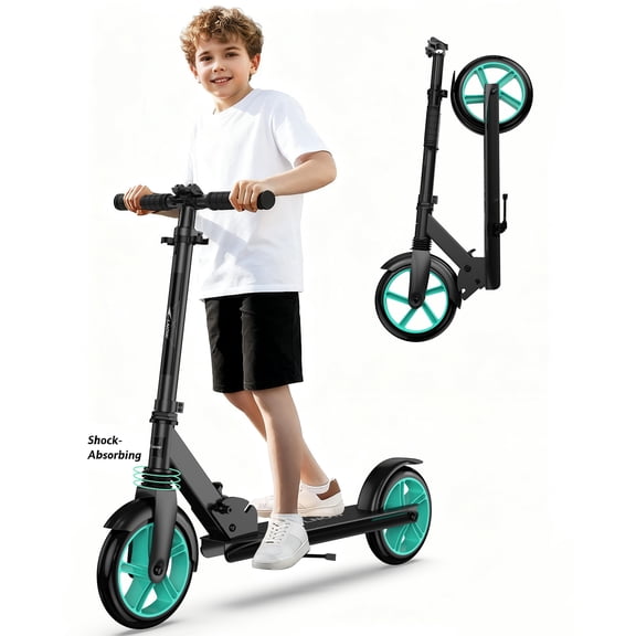 LNOW Kick Scooter for Ages 5+, Kid, Teens & Adults,Max Load 220 LBS,8IN Big Wheels,4 Adjustable Levels,Lightweight, Foldable