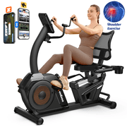 LNOW Magnetic Recumbent Exercise Bike with Bluetooth, Adjustable Seat, Arm Workout, 400 lbs Capacity