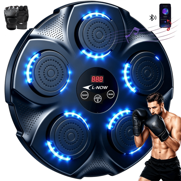 LNOW Music Boxing Machine with Boxing Gloves, Wall Mounted Smart Bluetooth Music Boxing Trainer, Electronic Boxing Target Workout Punching Equipment for Home, Indoor and Gym