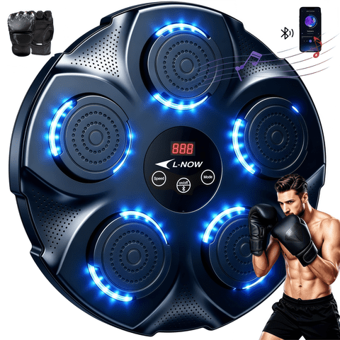 LNOW Adult Music Boxing Machine with Boxing Gloves, Oversize Wall Mounted Smart Bluetooth Music Boxing Trainer, Electronic Boxing Target Workout Punching Equipment for Home, Indoor and Gym