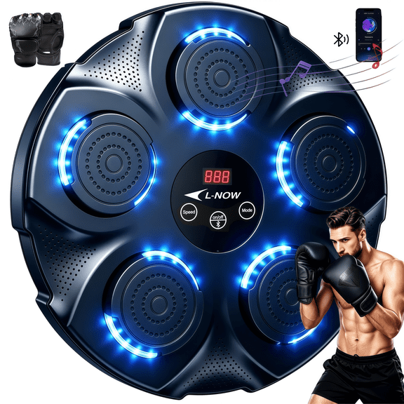 LNOW Adult Music Boxing Machine with Boxing Gloves, Oversize Wall Mounted Smart Bluetooth Music Boxing Trainer, Electronic Boxing Target Workout Punching Equipment for Home, Indoor and Gym