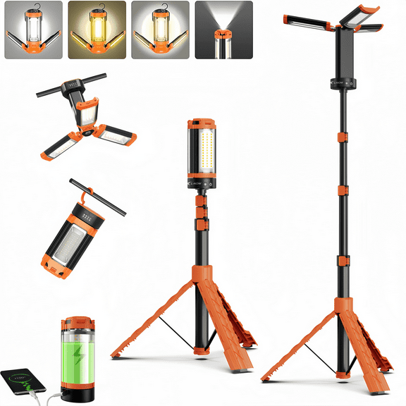 Lnow LED Camping Light Fishing Light with 8 Light Modes & USB Rechargeable Foldable Working Lantern for Camping, Hiking, Emergency, Hurricane, Outages