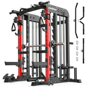LNOW 2000LB All-in-One Home Gym Smith Machine, Squat Rack, Dual Pulley System for Lat Pulldown & Cable Crossover