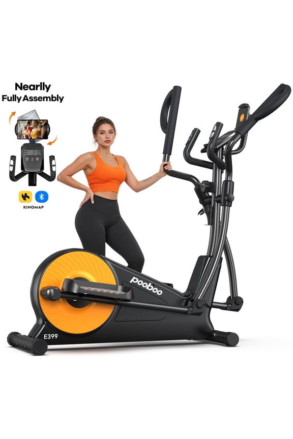 Pro Magnetic Elliptical Mahicne Nearlly Fully Assembled Build-in Bluetooth Indoor Stationary Exercise Machine 400lbs 16 Resitance with 17" Stride Length