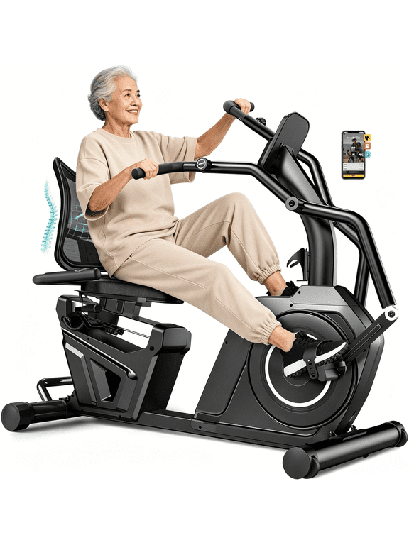 Recumbent Exercise Bike for Home Use,Quiet recumbent stationary bike for Adult Seniors,16 Magnetic Resistance, Adjustable Seat & Pulse Sensors