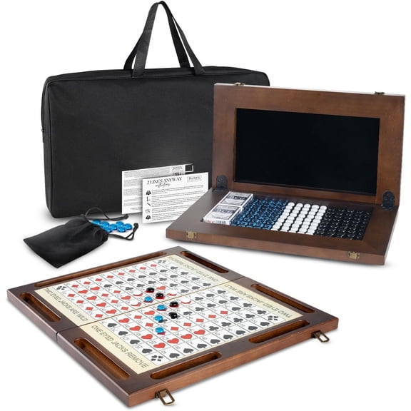 LNOW Two Lines Anyway Board Game Strategy Game for Family, 2-12 Player Walnut Wooden Game, Handcrafted Heirloom