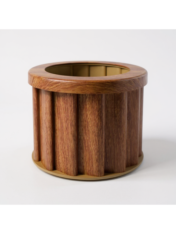 LNP Aluminum Round Planter with Drainage Tray - Chestnut Brown - Garden Pots & Planters