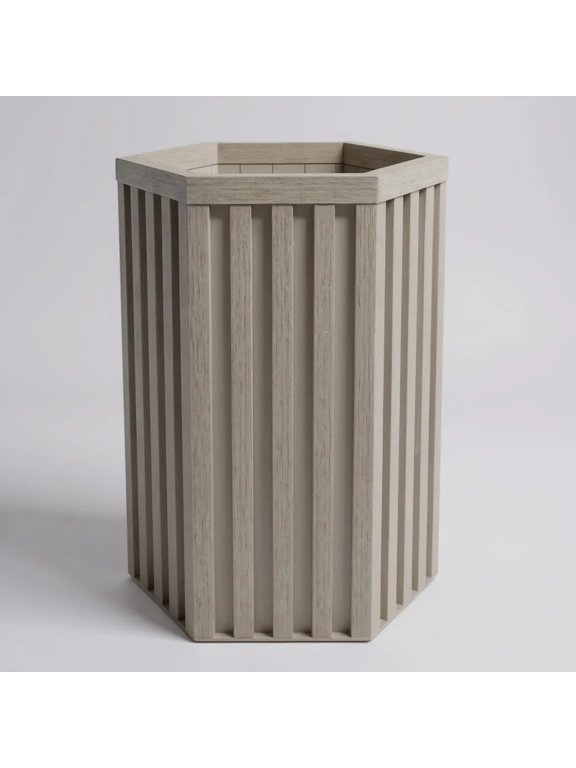 LNP Hexagon Aluminum Planter - Modern Wood-Tone Finish, Adjustable Depth, Drainage - Brown & Grey