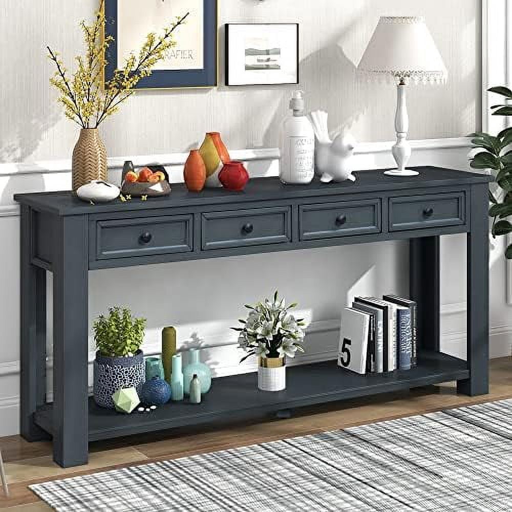 LNSETGC 63 Inch Solid Wood Console Table Long Console Sofa Entryway ...