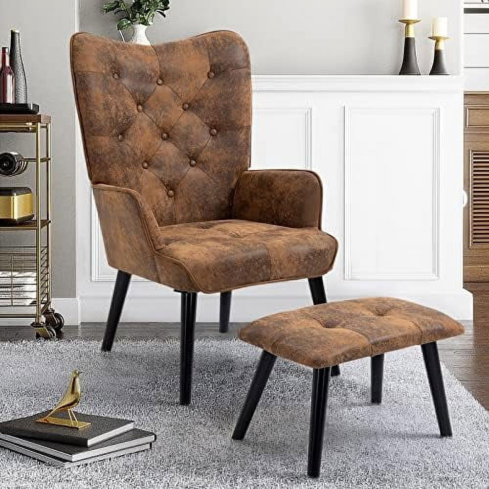 LNSETGC Accent Chair Rustic Accent Chair with Arms Tufted Button