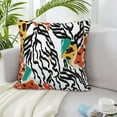 thumbnail image 1 of LNWH Abstract Leopard Zebra Ethnic Print Throw Pillow Covers, Square Soft Linen Decorative Pillow Cases, 16"x16" Inch, 1 of 8