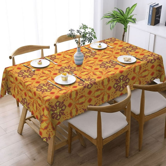 LNWH Abstract Seamless Floral Swirl Pattern Rectangle Tablecloth, Resistant Wrinkle Resistant Washable Table cloth, 54x72in