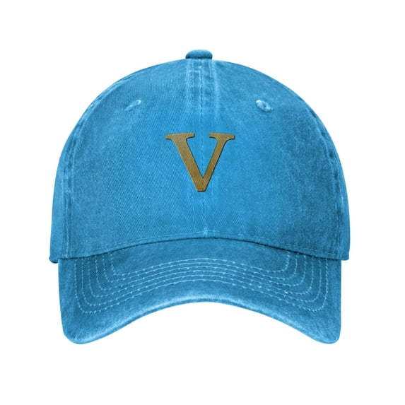 LNWH Baseball Cap, Adjustable Size for Running Workouts and Outdoor Activities All Seasons, Alphabet V - Blue