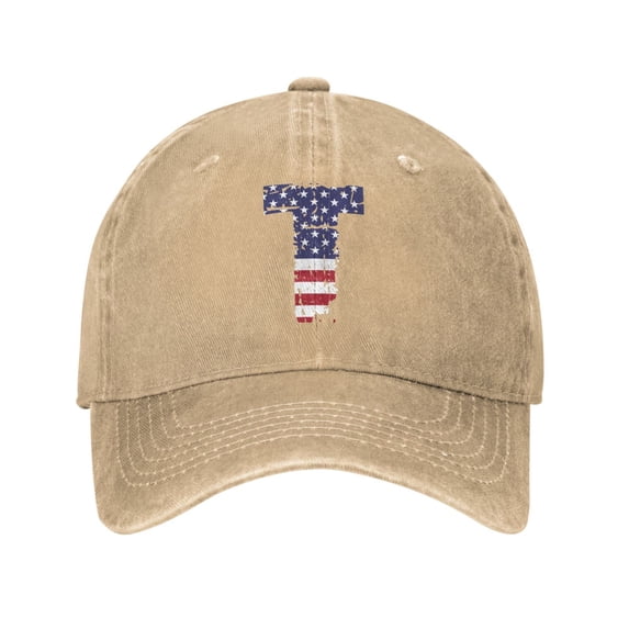 LNWH Baseball Cap, Adjustable Size for Running Workouts and Outdoor Activities All Seasons, America Flag T - Natural