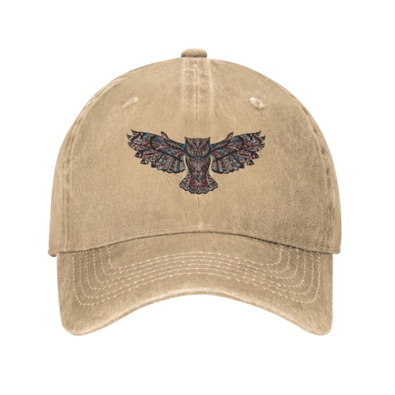 LNWH Baseball Cap, Adjustable Size for Running Workouts and Outdoor Activities All Seasons, Glass Owl Animal - Natural