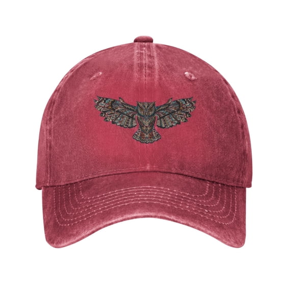 LNWH Baseball Cap, Adjustable Size for Running Workouts and Outdoor Activities All Seasons, Glass Owl Animal - Red