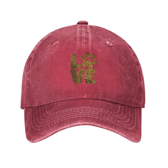 LNWH Baseball Cap, Adjustable Size for Running Workouts and Outdoor Activities All Seasons, Golden Paw - Red
